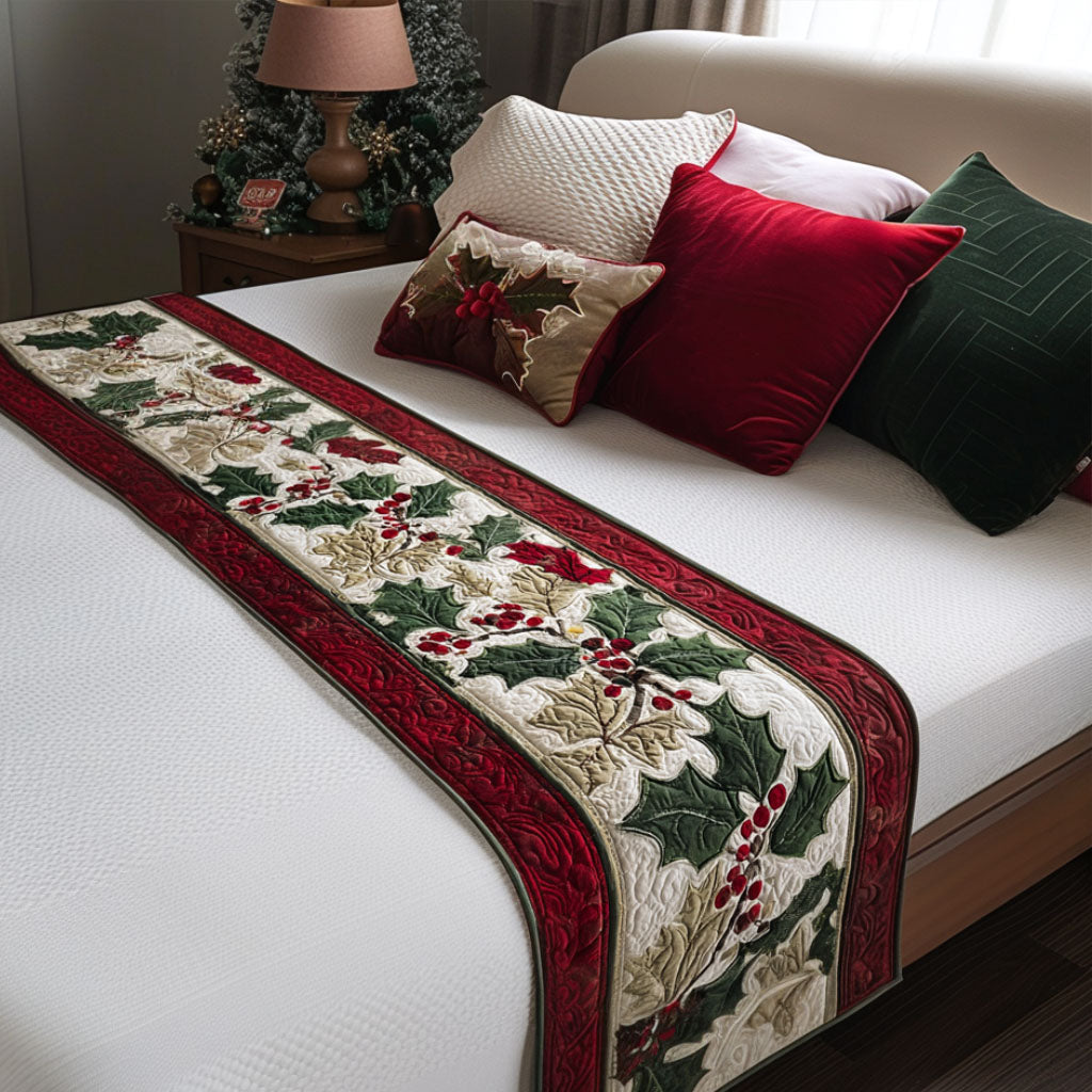 Silent Night Sparkle Quilted Bed Runner Christmas Bed Decor Family Xmas Ideas