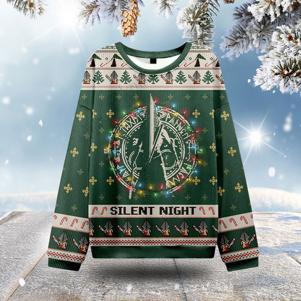 Silent Night Ugly Sweatshirts Red Pyramid Thing Holiday Clothing Christmas Gift Ideas