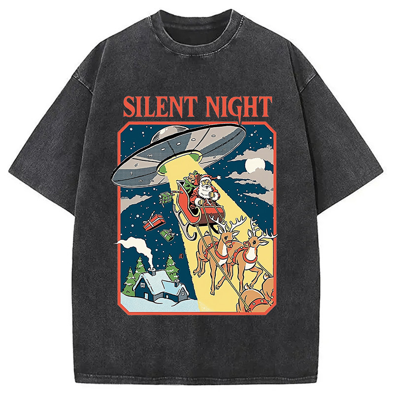 Silent Night Washed T-Shirt Everyday Comfort Graphic Shirt Gifts For BFF