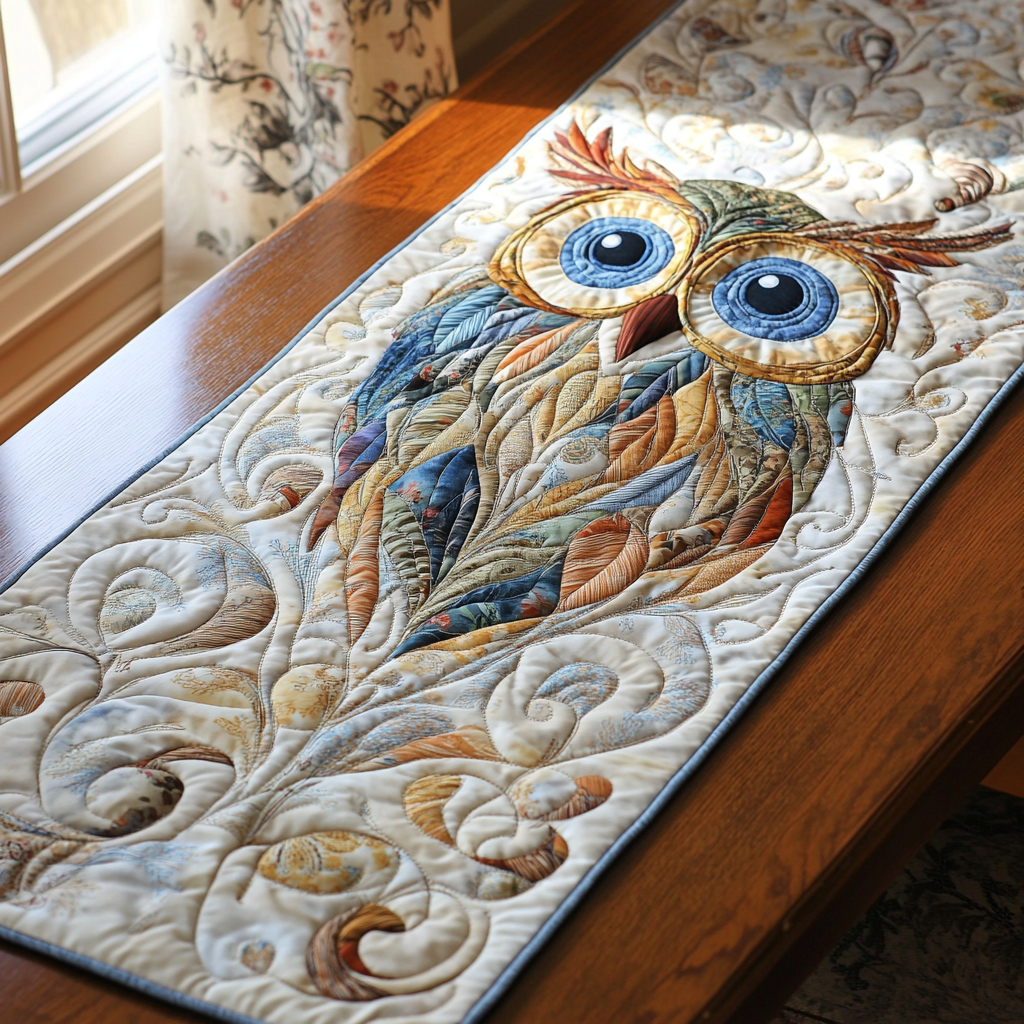 Silent Owl Quilted Table Runner Dining Table Decor Ideas Owl Christmas Gifts