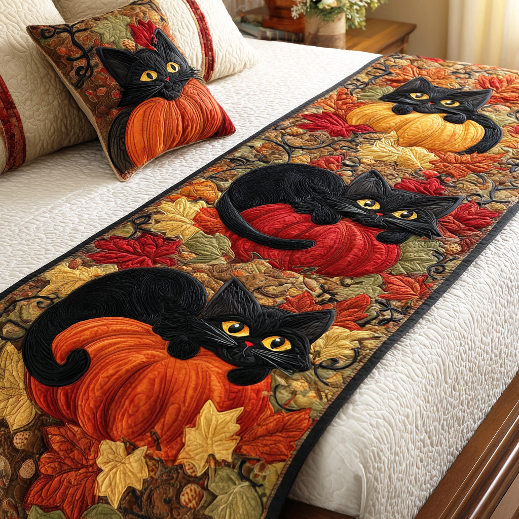 Silent Paws Quilted Bed Runner Bed Decor Ideas Awesome Gifts For Cat Lovers