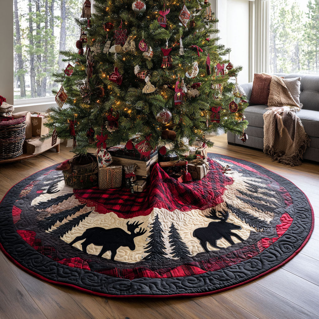 Silent Pines Christmas Quilted Tree Skirt Colorful Quilted Tree Skirt for a Joyful Holiday Atmosphere