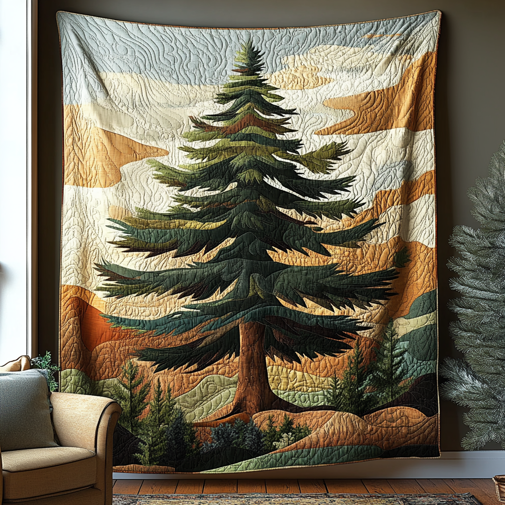Silent Pines Quilted Blanket Home Bedding Decor Gift Ideas For Nature Lovers