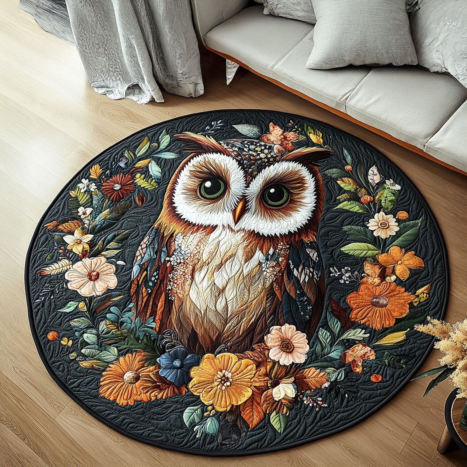 Silent Quilted Round Mat Christmas Entryway Decor Sunflower Gift Items