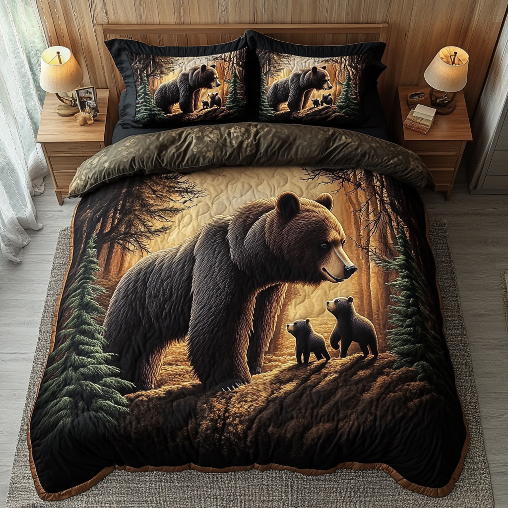 Silent Roar Quilted Bedding Set Aesthetic Room Decor Presents For Wildlife Enthusiasts