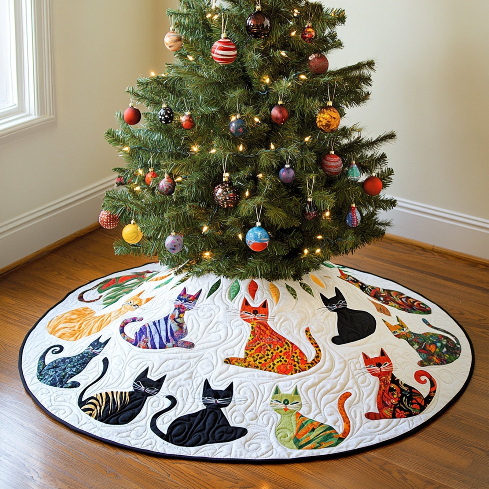 Silent Stalkers Quilted Christmas Tree Skirt Christmas Tree Decor Warm And Cozy Holiday Decor