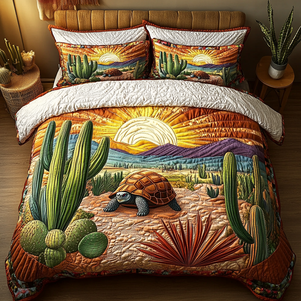 Silent Traveler Quilted Bedding Set Bed Decor Ideas Gifts For People Who Loves Sea Turtle