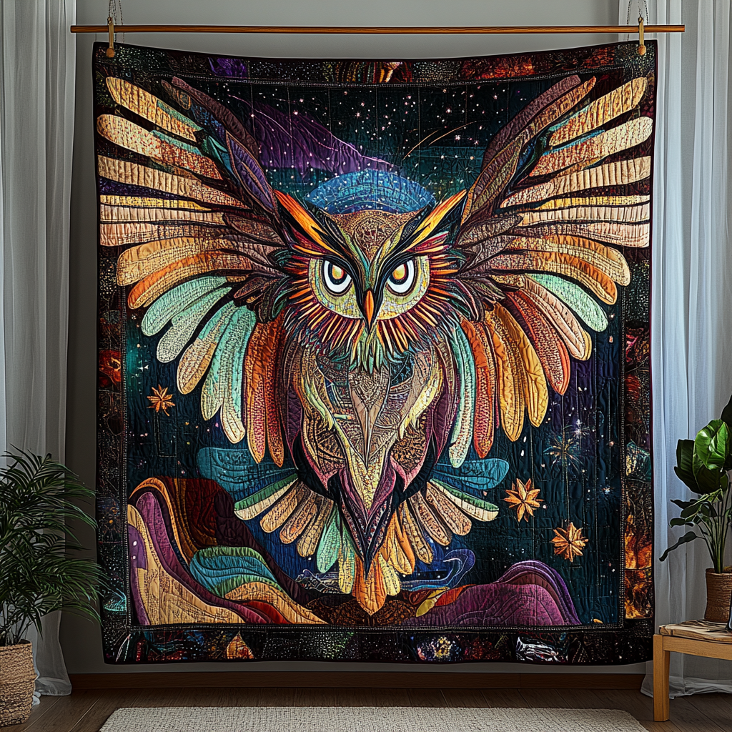 Silent Watcher Quilted Blanket Bed Christmas Decor Owl Gifts For Her
