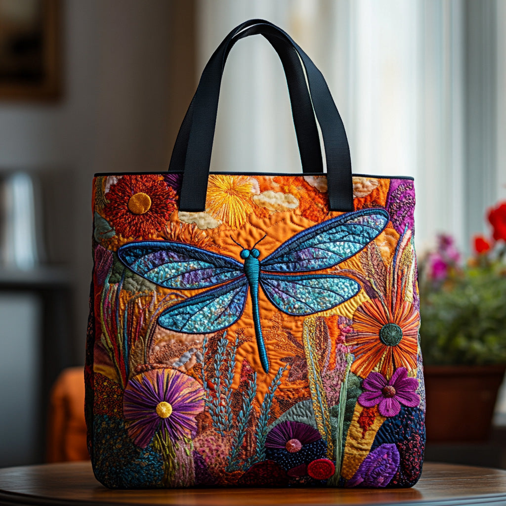 Silent Wings Quilted Tote Bag Great Dragonfly Lover Gifts
