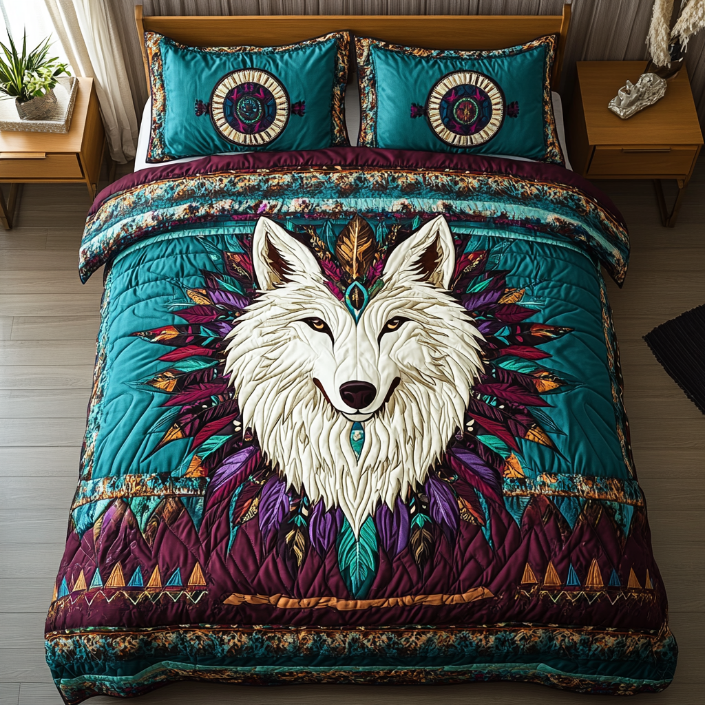 Silent Wolf Quilted Bedding Set Bedroom Decorations Best Gifts For Wolf Lovers
