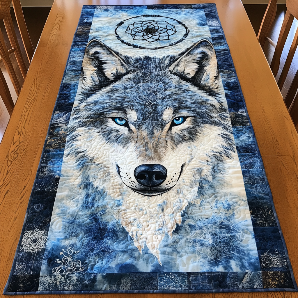 Silent Wolf Quilted Table Runner Kitchen Table Decor Ideas Great Wolf Christmas Gift