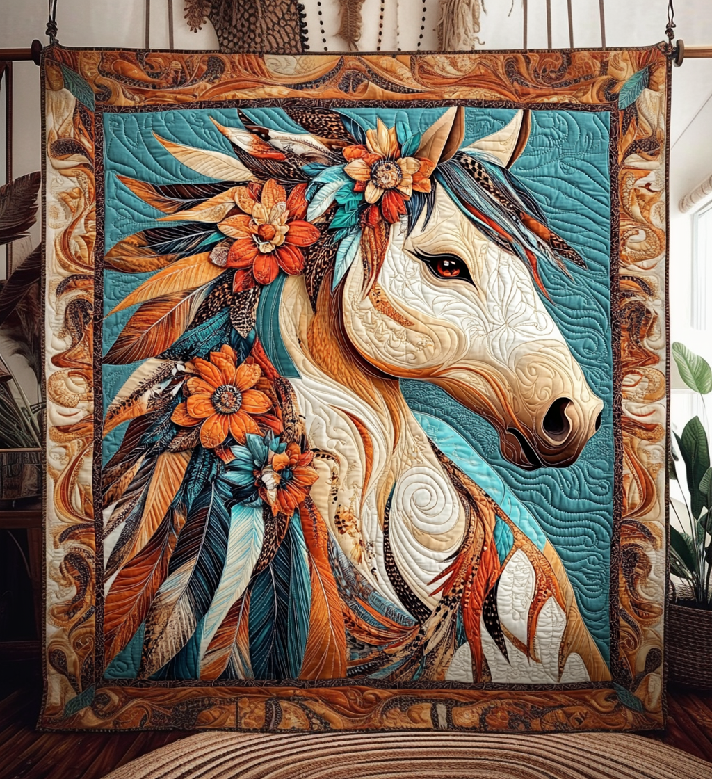 Silhouette Stallion Quilted Blanket Gifts For Equestrian Riders