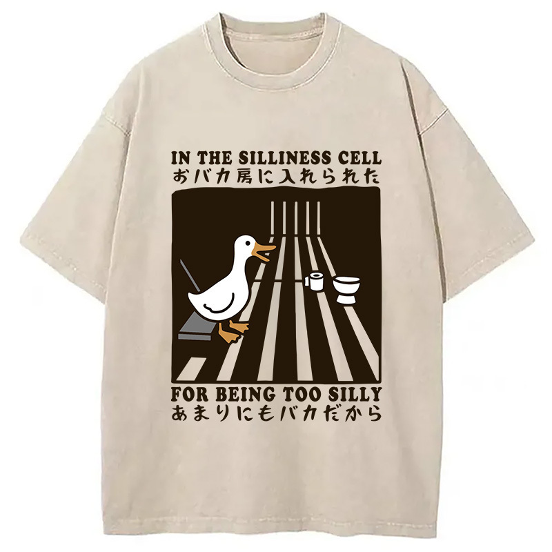 Silly Goose In The Silliness Cell Washed T-Shirt Classic Graphic Fashion Tee Gifts For Friends