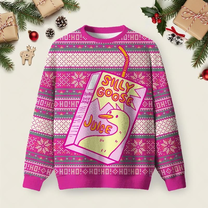 Silly Goose Juice Christmas Ugly Sweater Funny Meme Sarcastic Humor Holiday Apparel Xmas Gifts Silly Goose Juice Christmas Ugly Sweater Funny Meme Sarcastic Humor Holiday Apparel Xmas Gifts