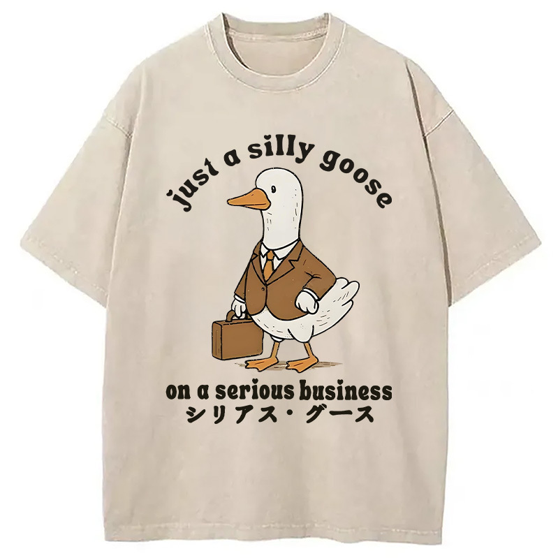 Silly Goose On A Serious Business Washed T-Shirt Funny Aesthetic Trendy Apparel Gifts For Brother Silly Goose On A Serious Business Washed T-Shirt Funny Aesthetic Trendy Apparel Gifts For Brother