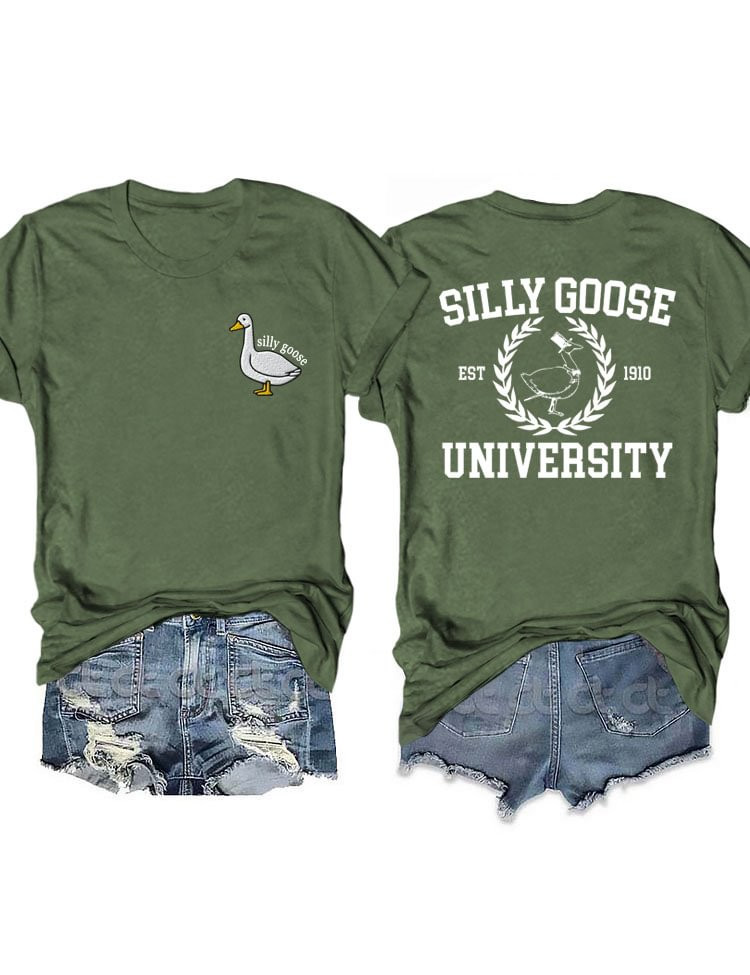 Silly Goose University Est 1910 T-Shirt Funny Clothing Presents For Goose Lovers