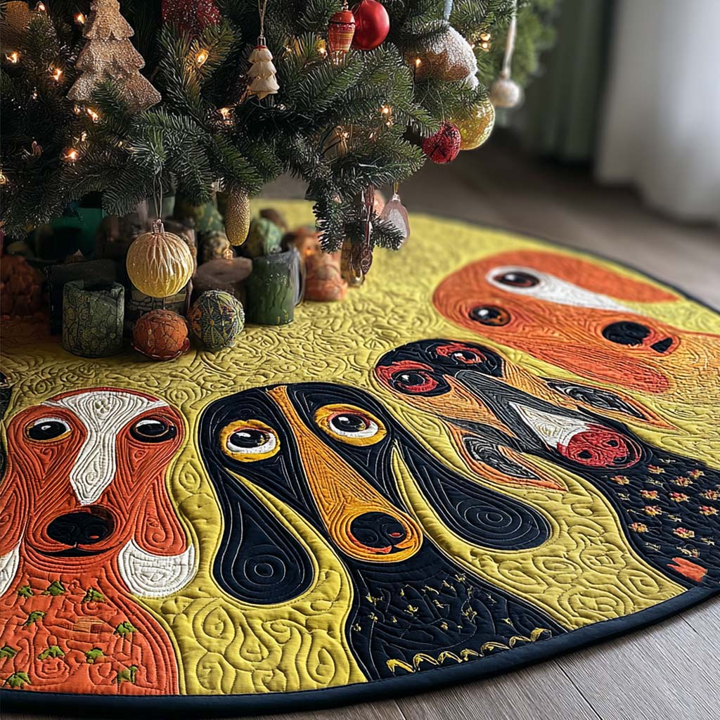 Silly Snouts Christmas Quilted Tree Skirt Cozy Quilted Tree Skirt Gift for Winter Celebrations