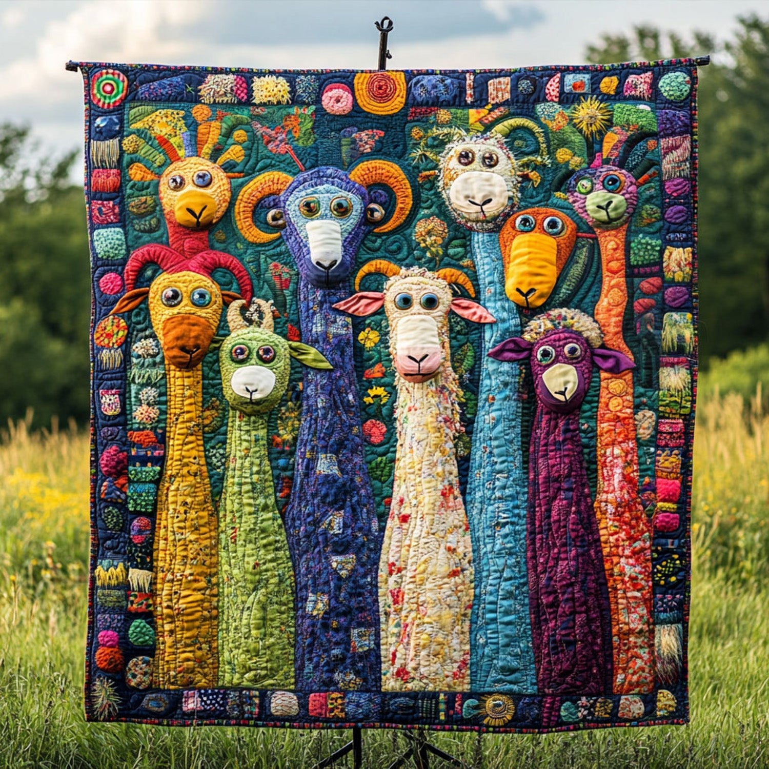 Silly Stablemates Quilted Blanket Best Throw Blanket Gifts For People Who Love Goats