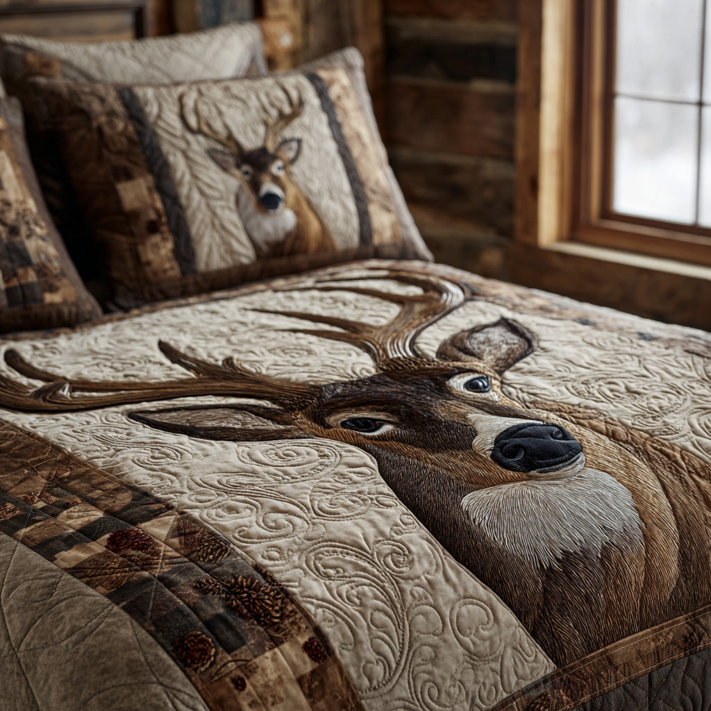 Silver Ridge Deer Quilted Bedding Set Bed Decorations Cool Gifts For Deer Hunters