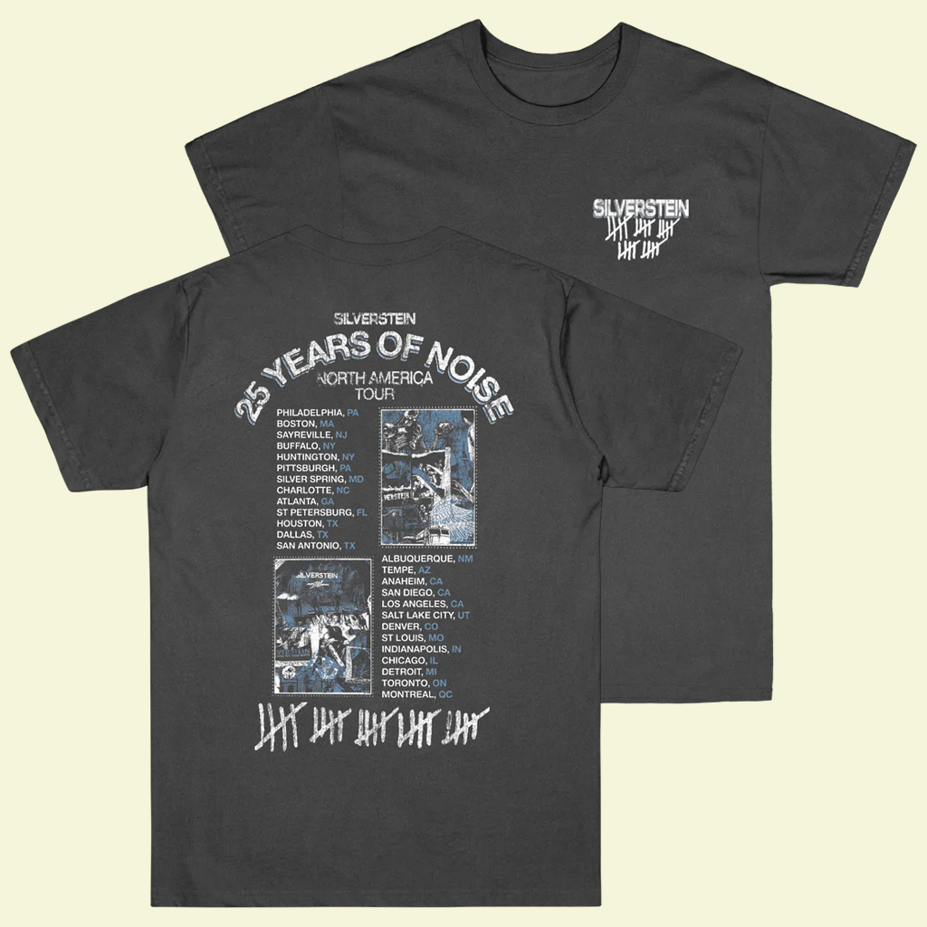 Silverstein Merch 25 Years of Noise Tour T-Shirt Birthday Gifts For Band Fans