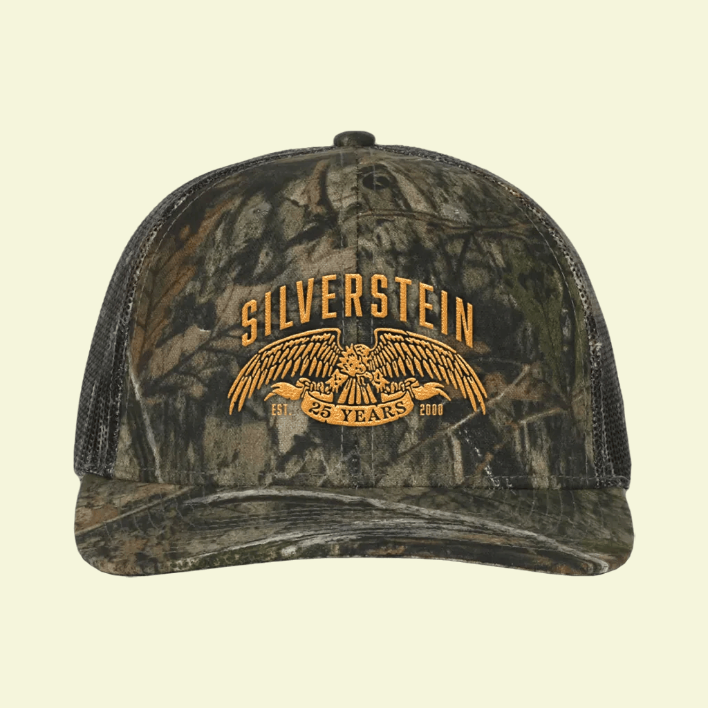 Silverstein Merch Eagle 25 Years Camo Trucker Hat Embroidered Silverstein Hat Gifts For Him