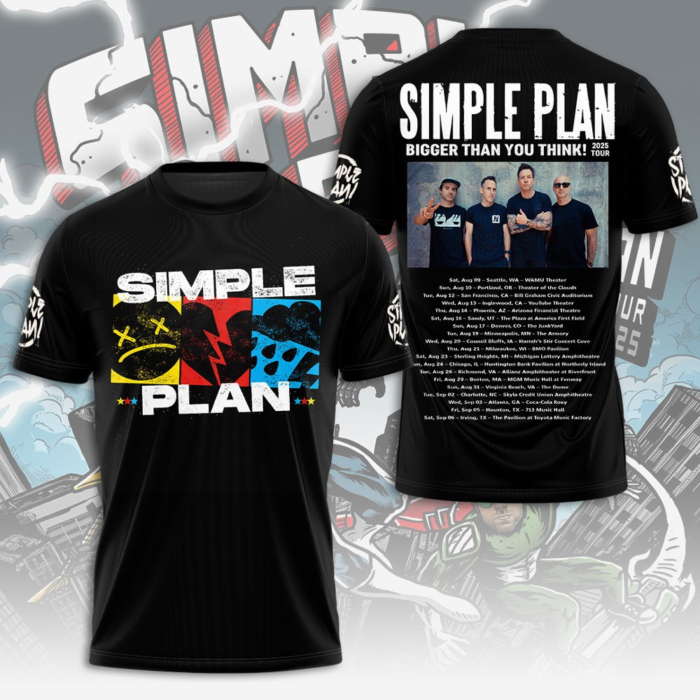 Simple Plan Bigger Than You Think 2025 Tour 3D T-Shirt Gifts For Someone Who Loves Music