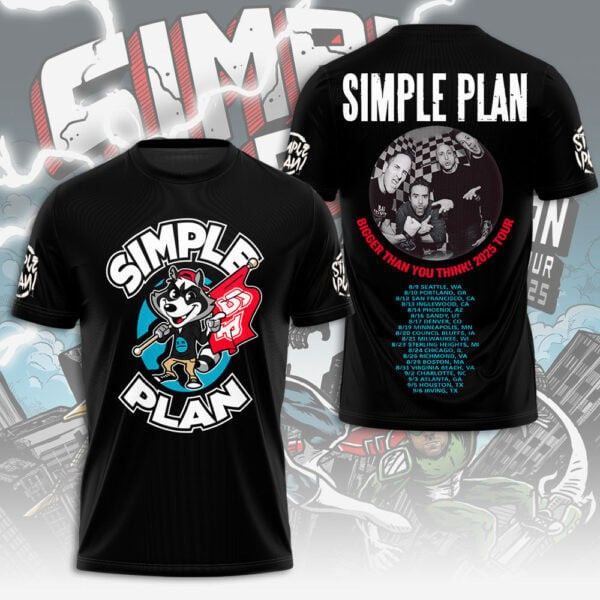 Simple Plan Bigger Than You Think 2025 Tour T-Shirt Music Related Gifts For Guys