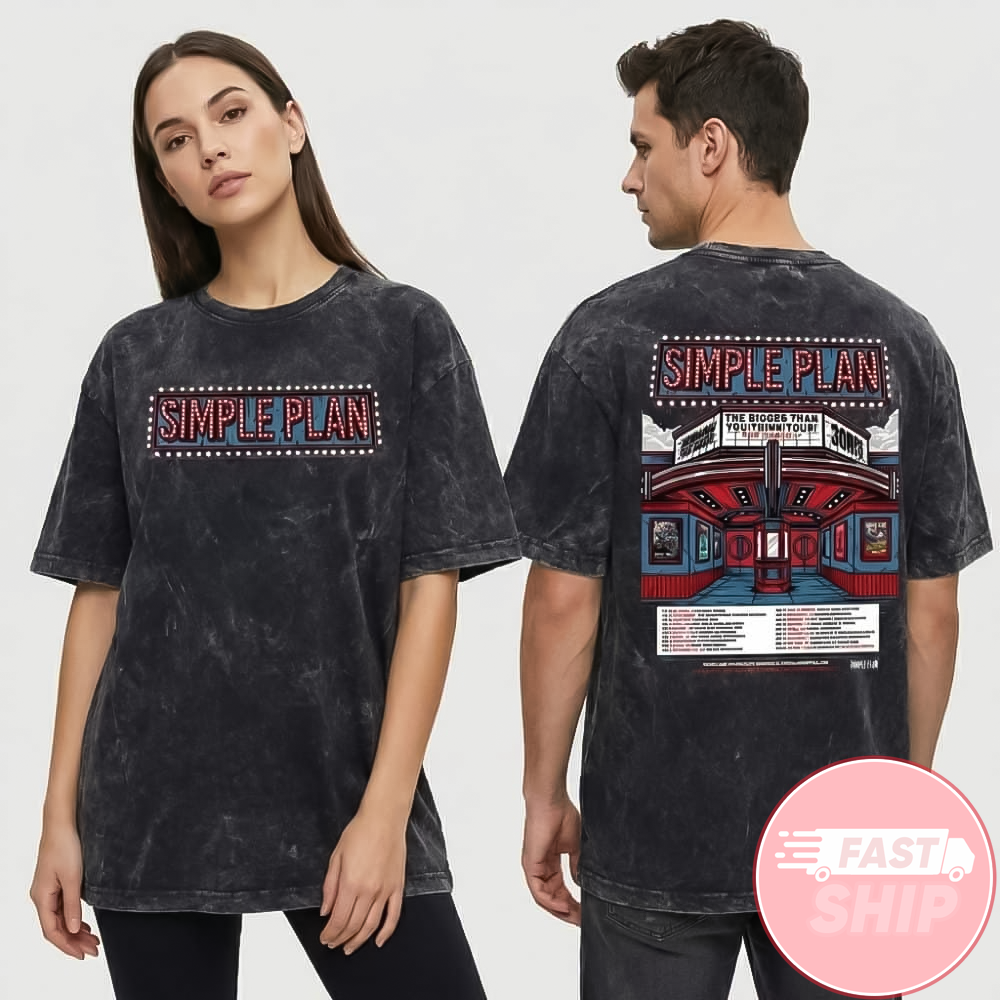 Simple Plan Bigger Than You Think Tour The Sequel July August 2026 Tour Dates 25th Anniversary Washed T-Shirt