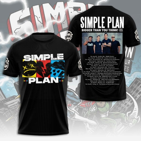 Simple Plan Boyband Bigger Than You Think 2025 Tour T-Shirt Cool Gifts For Music Lovers