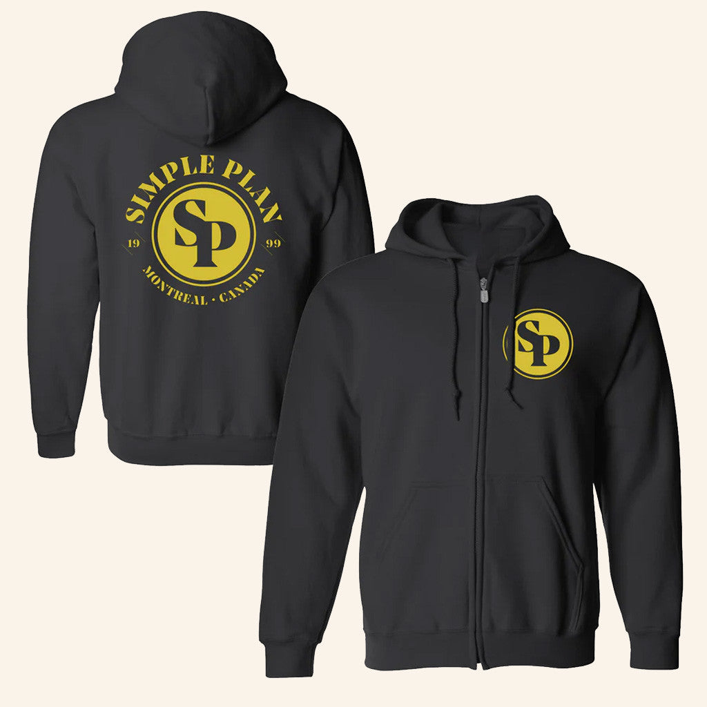 Simple Plan Merch Yellow Circle Logo Zip Hoodie Gifts For Boyfriend