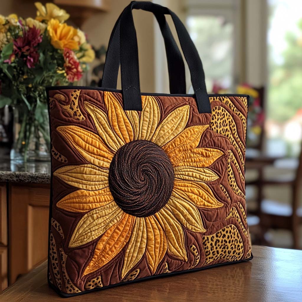 Simple Sunflower Mood Quilted Tote Bag Sunflower Presents Merchandise