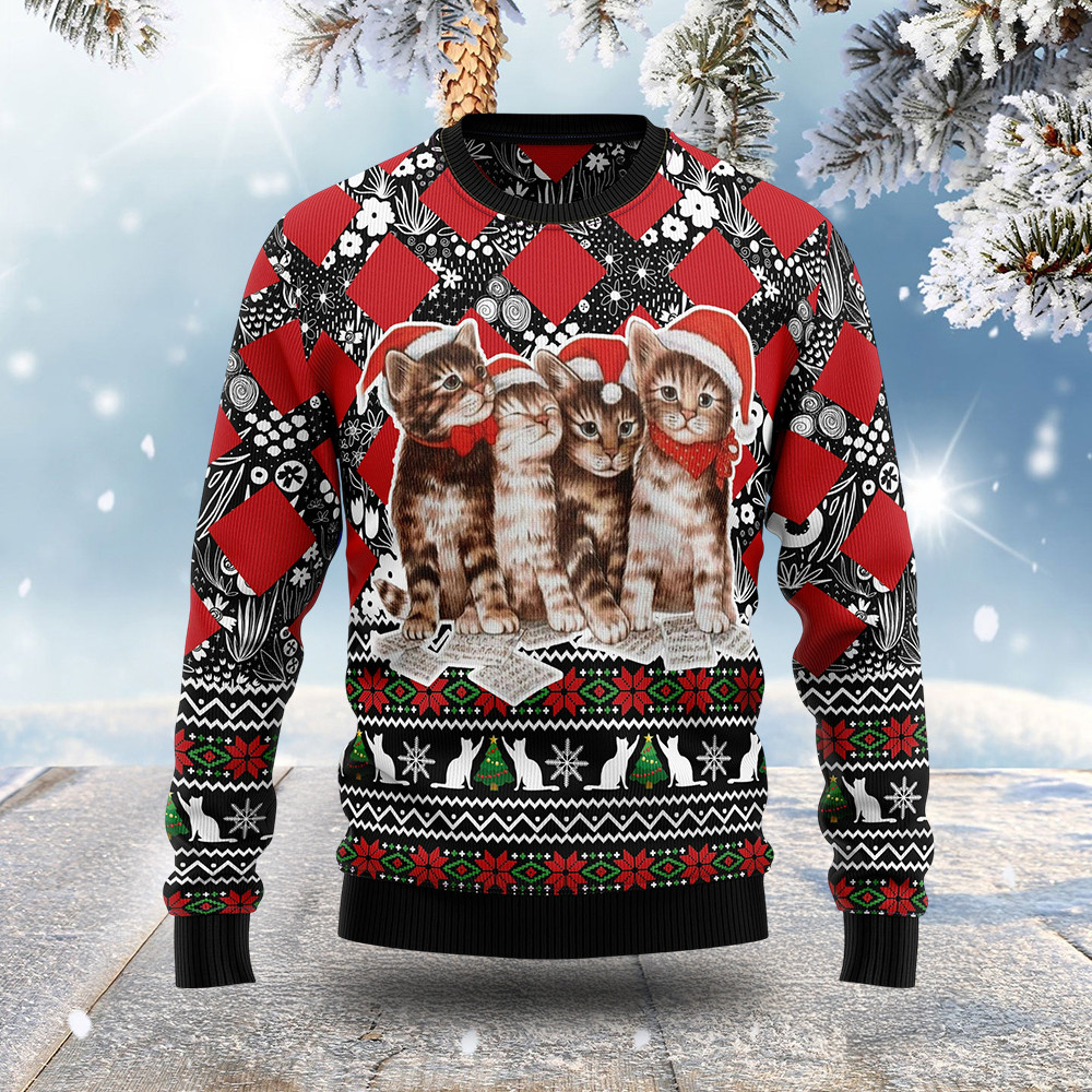 Singing Kittens Ugly Christmas Sweater Winter Clothing Christmas Gifts For Kitten Lovers