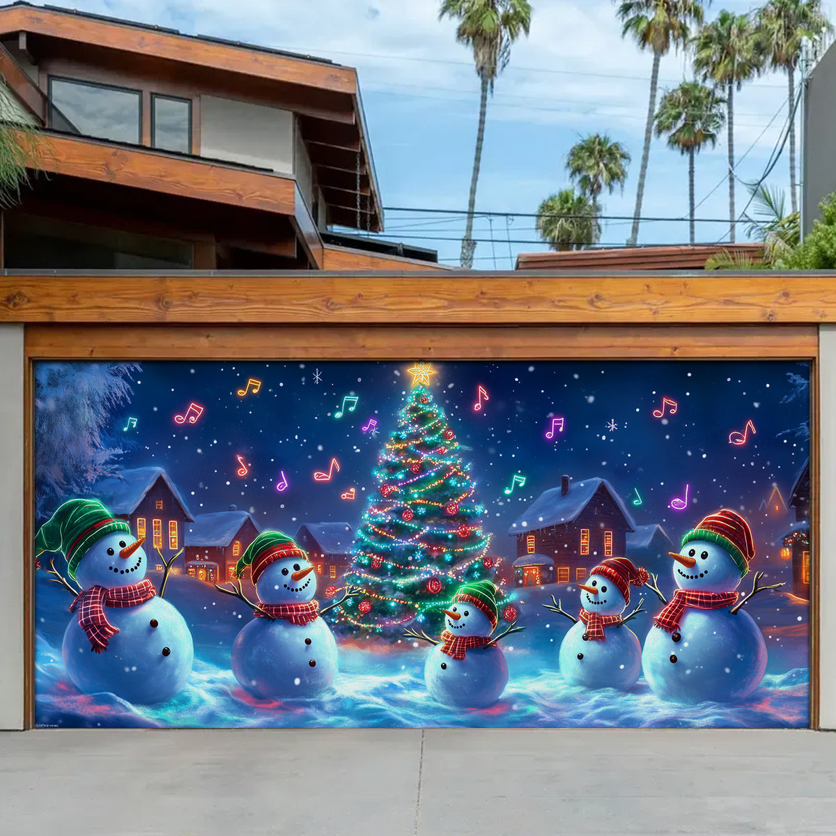 Singing Snowman Christmas Garage Door Banner Winter Home Decor Christmas Ideas