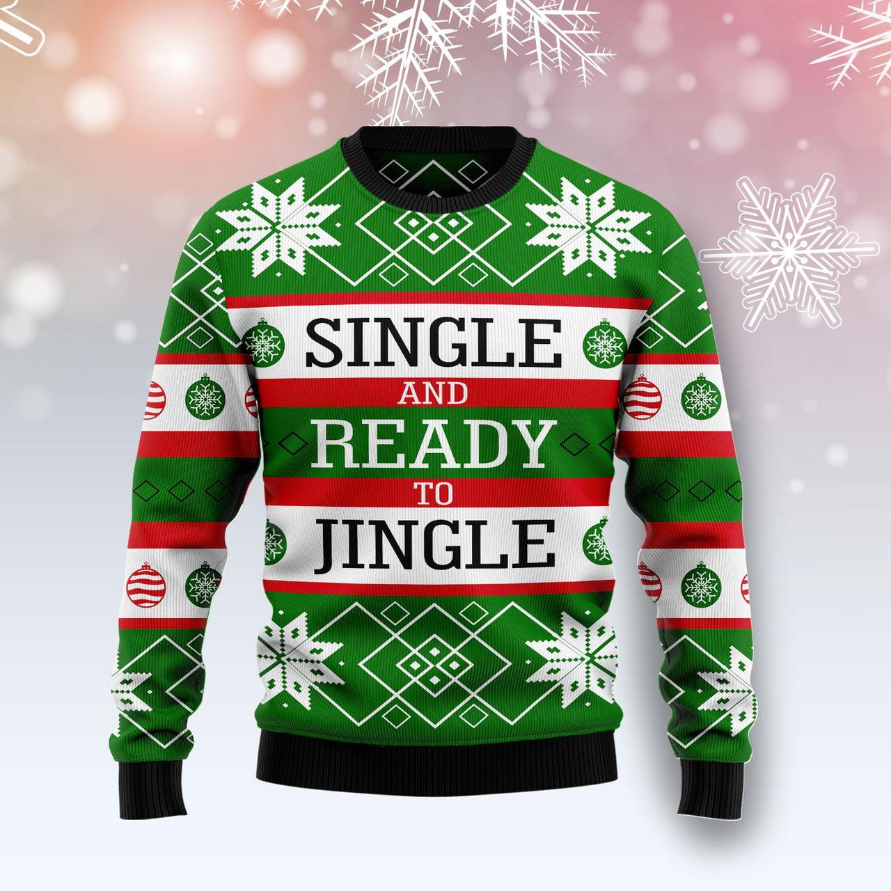 Single Ready To Jingle Ugly Christmas Sweater Adult Humor Xmas Sweater Gifts For Single