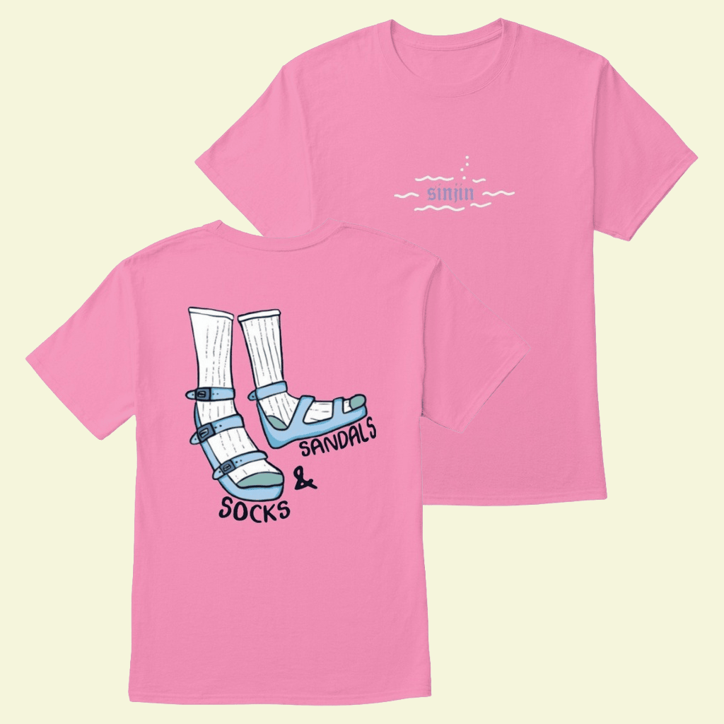 Sinjin Drowning Merch Socks And Sandals T-Shirt Cool Gifts For Sister