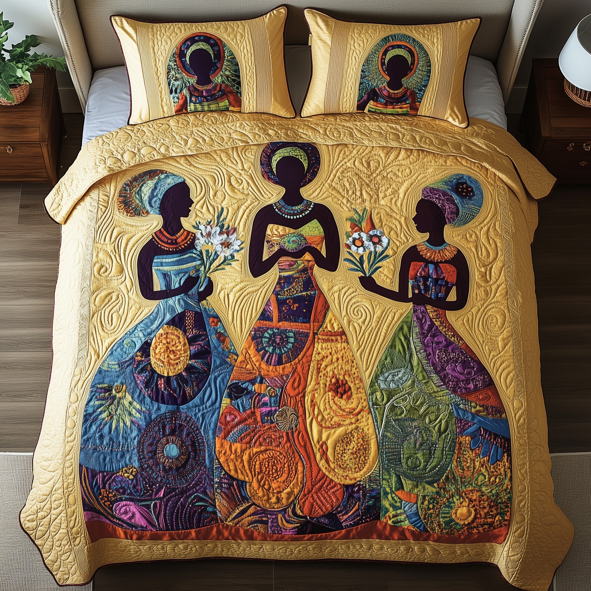 Sisters of the Savanna Quilted Bedding Set Duvet Cover Bedspread Best African American Gifts