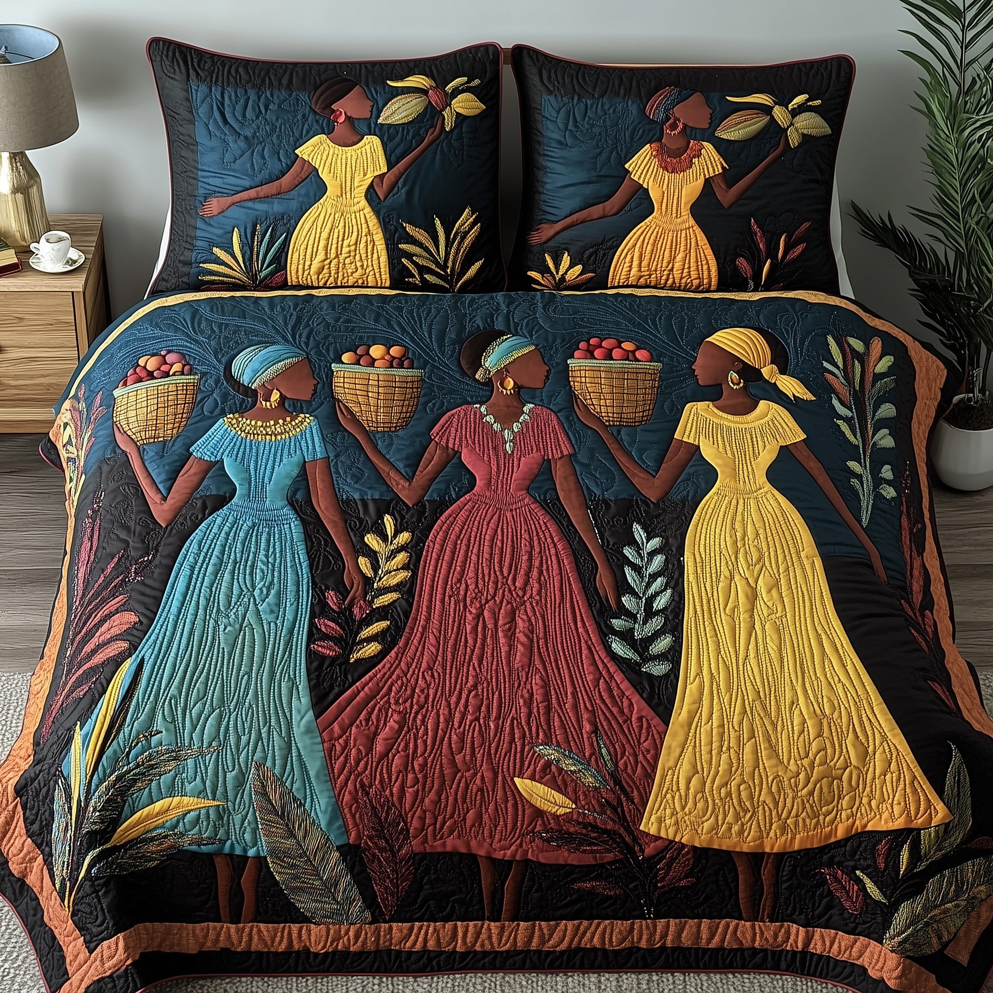 Sisters of the Savanna Quilted Bedding Set Duvet Cover Bedspread Gifts For Black History Month