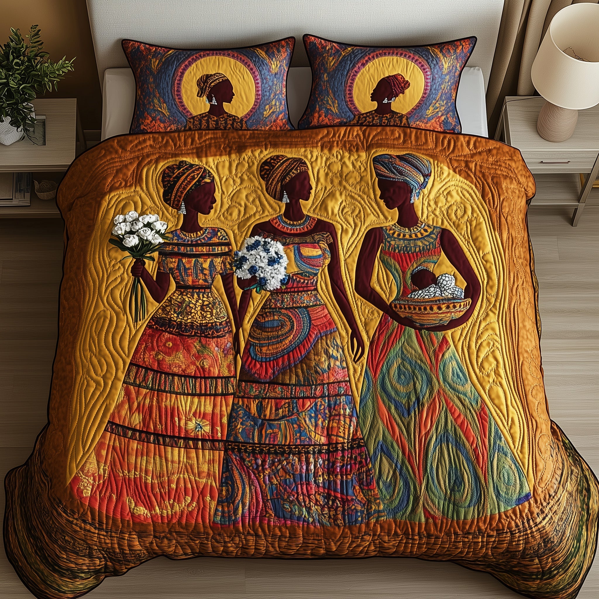 Sisters Of The Savanna Quilted Bedding Set Linen Blend