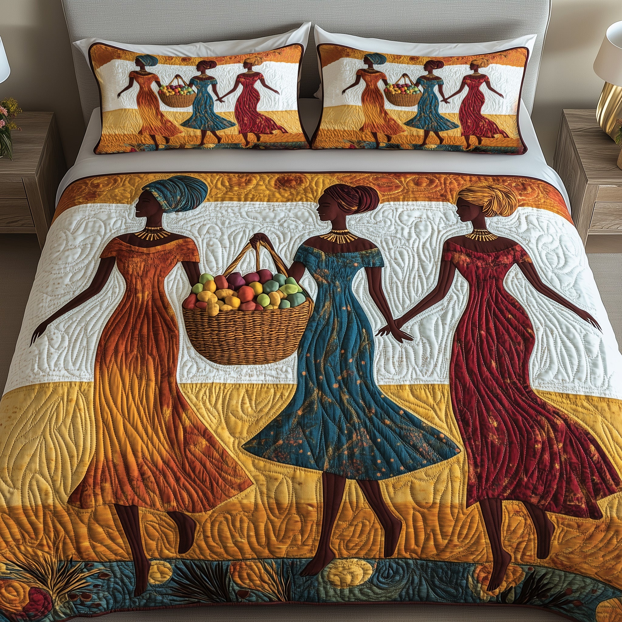 Sisters Of The Savanna Quilted Bedding Set Microfiber