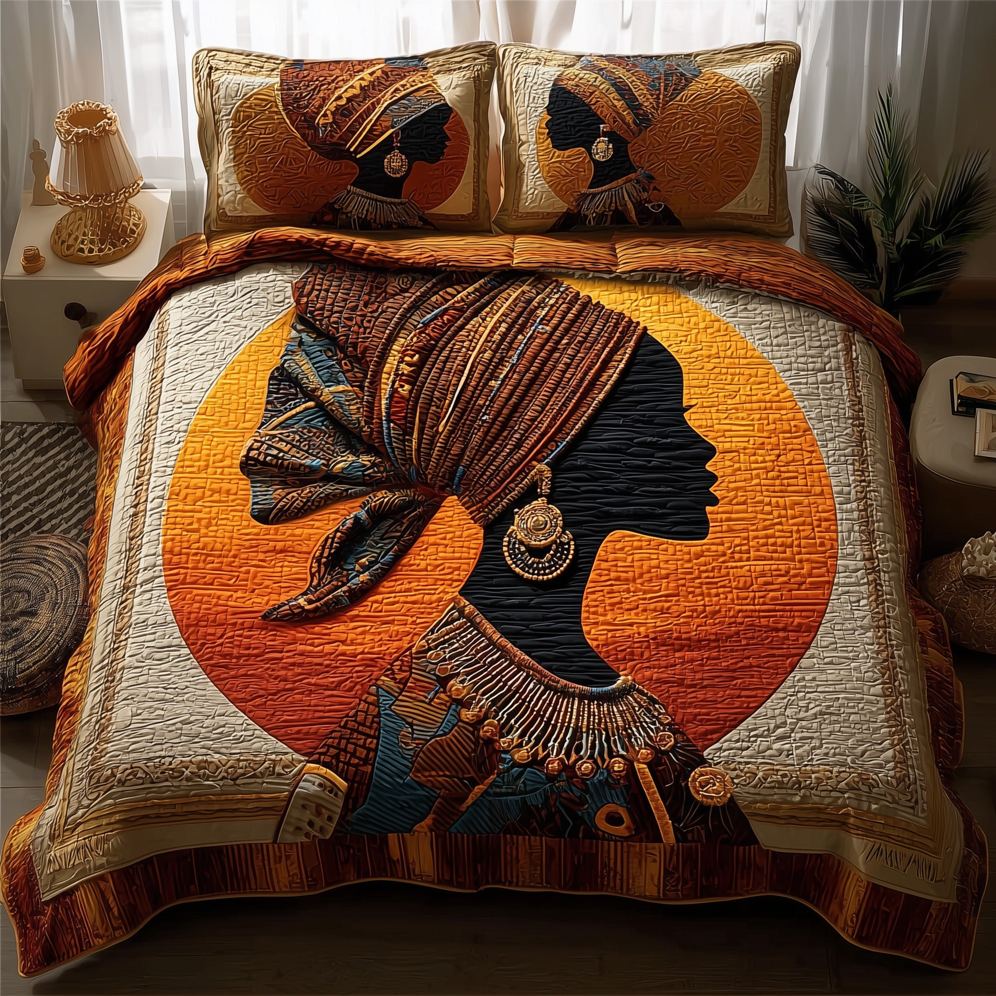 Sisters of the Sun Quilted Bedding Set Duvet Cover Bedspread Melanin African American Gifts Stuff