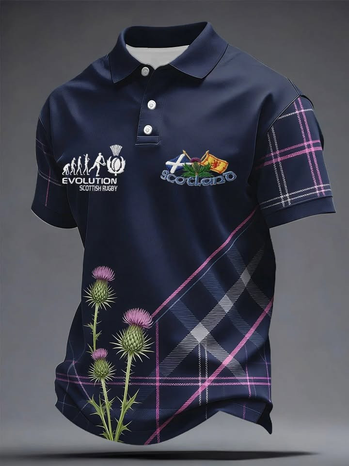 Six Nations 2026 Scotland Rugby Polo Shirt Evolution Thistle Fan Gear Match Day Gift For Rugby Supporters