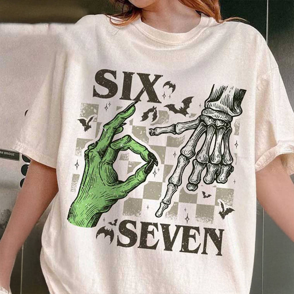 Six Seven 6 7 Witch Skeleton Hands Shirt Christmas Gift Ideas For Her