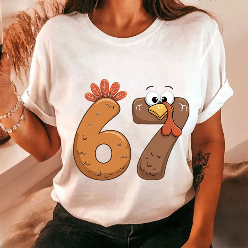 Six Seven 67 Funny Turkey Thanksgiving Meme T-Shirt Gifts For Wife