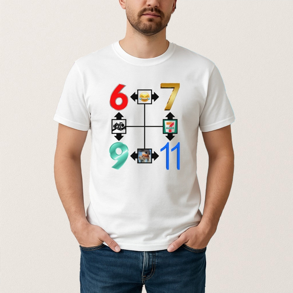 Six Seven Nine Eleven Funny T-Shirt Internet Meme Shirt Humorous Gift For Father's Day