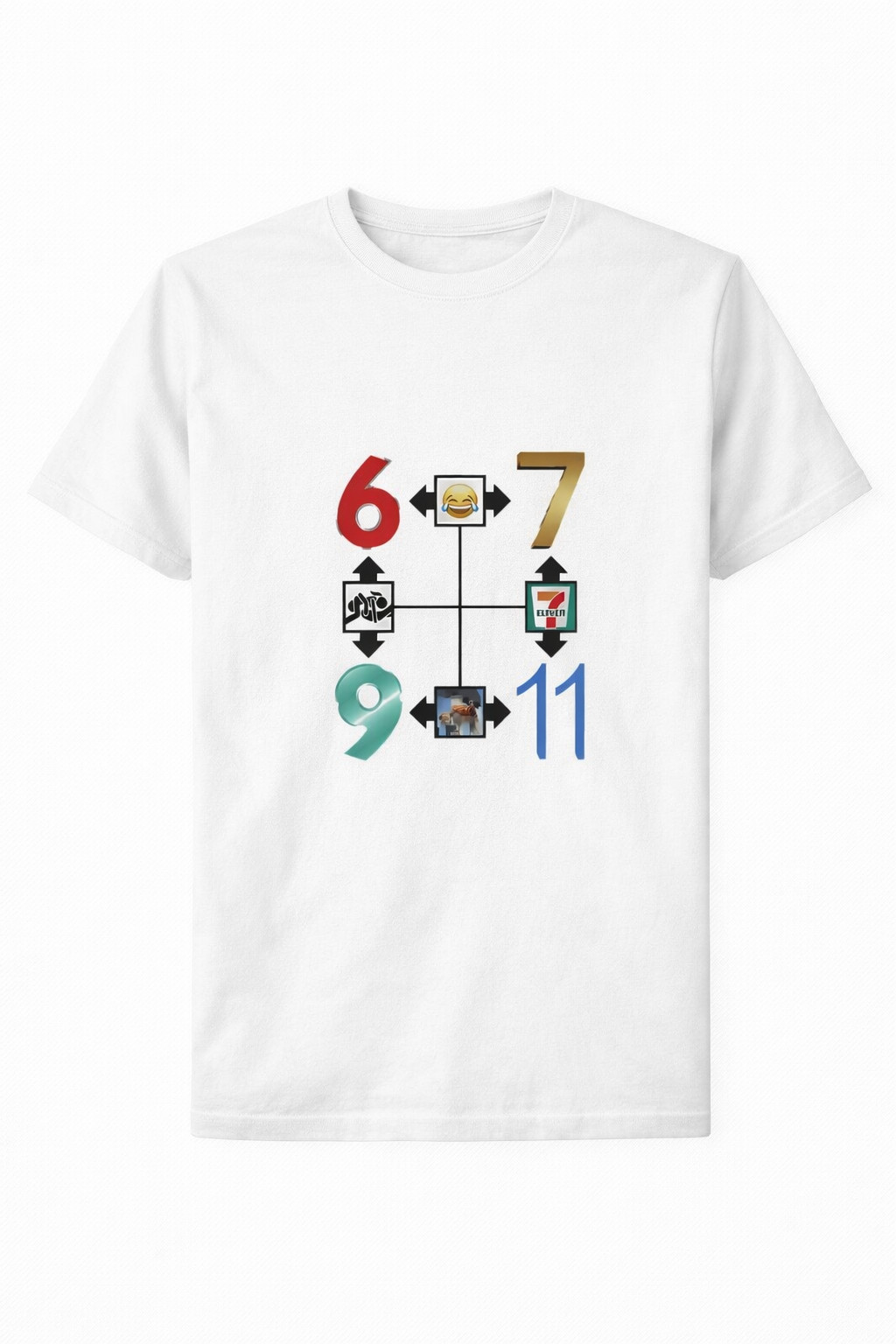 Six Seven Nine Eleven T-Shirt Funny Number Meme Viral Shirt Design Gift For Nerd Fans