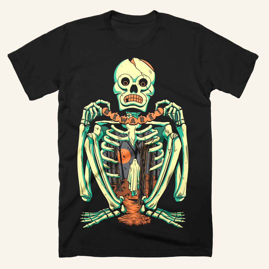 Skeleton Beware T-Shirt Halloween Apparel Gift Ideas For Friends