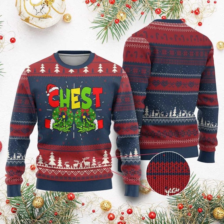 Skeleton Chests Ugly Christmas Sweater Funny Adult Sweater Christmas Couple Gifts