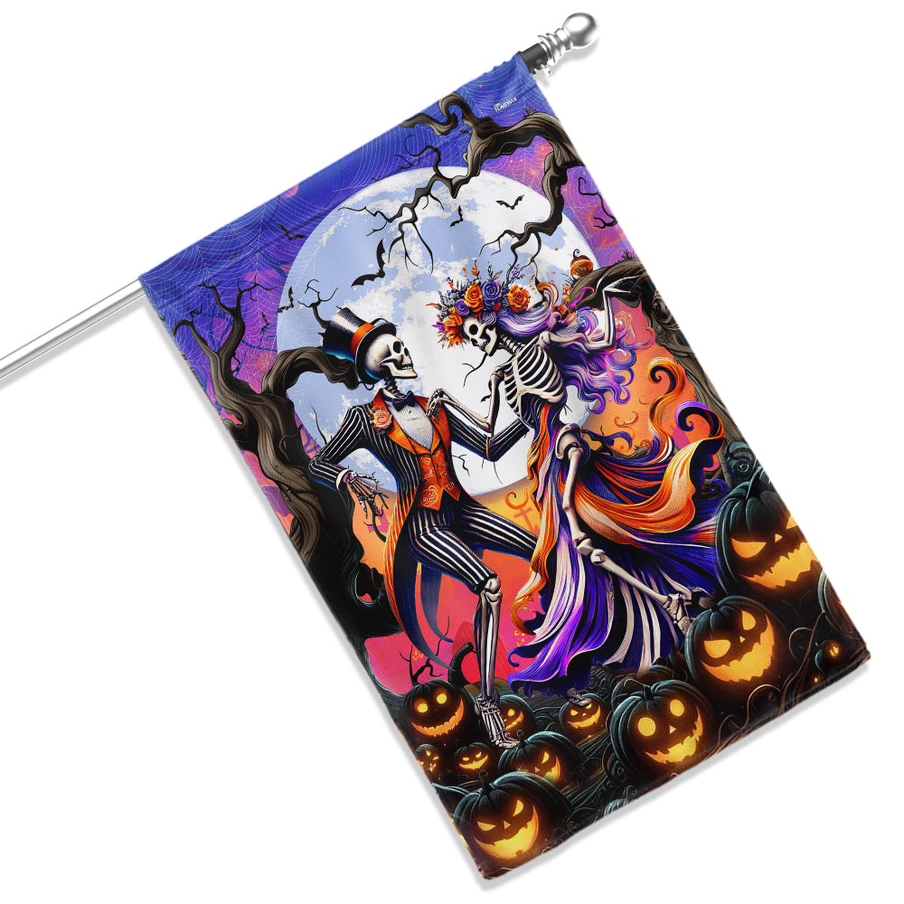 Skeleton Couple Dancing Halloween Flag