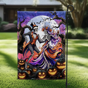 Skeleton Couple Dancing Halloween Flag Gift For Adults On Halloween Day