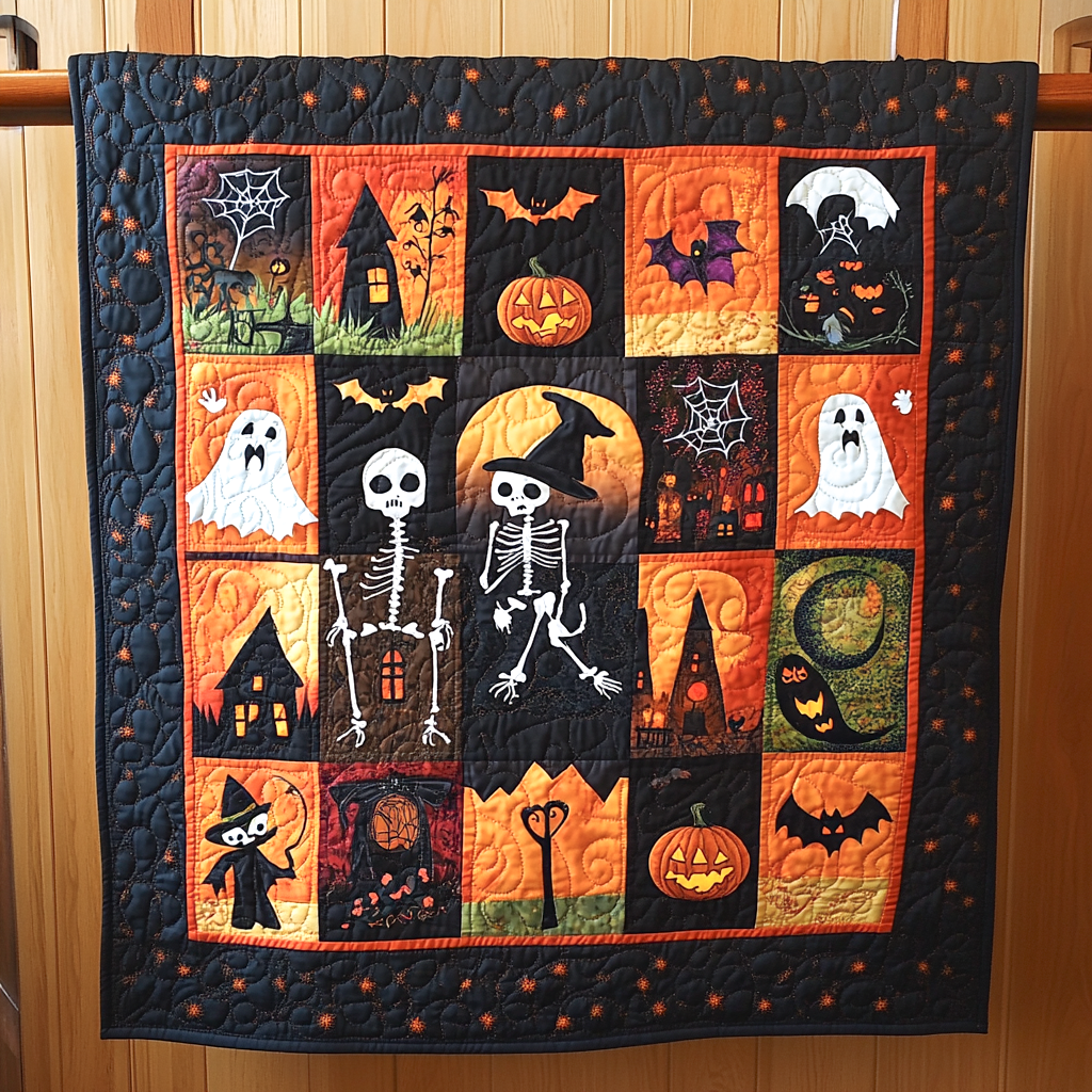 Skeleton Dance Quilted Blanket Halloween Gifts For Girlfriend